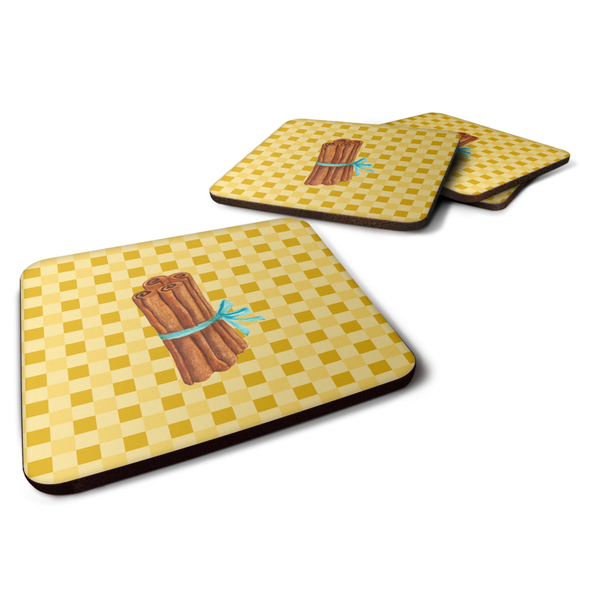 Cinnamon on Basketweave Foam Coasters - Set of 4