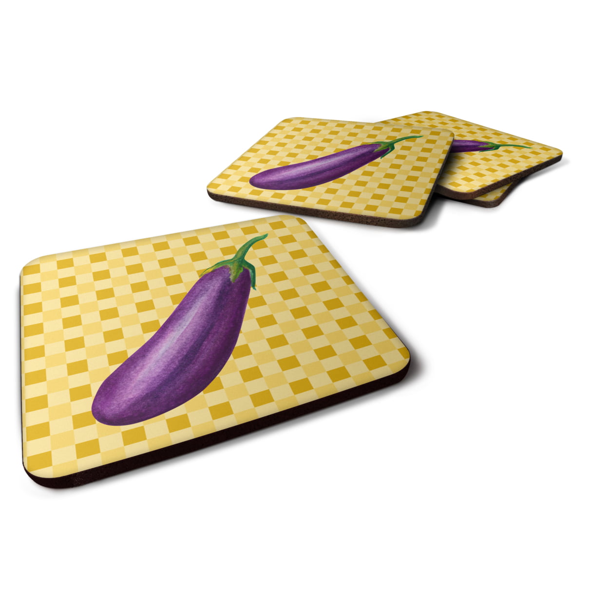 Eggplant on Basketweave Foam Coasters - Set of 4
