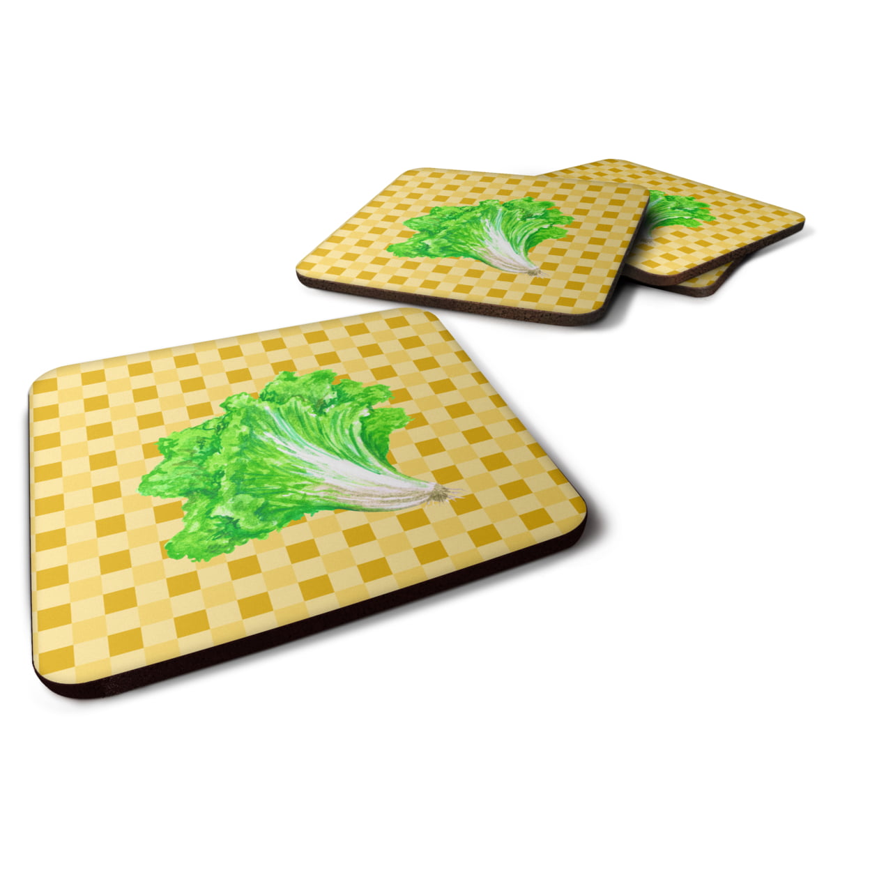 Lettuce on Basketweave Foam Coasters - Set of 4