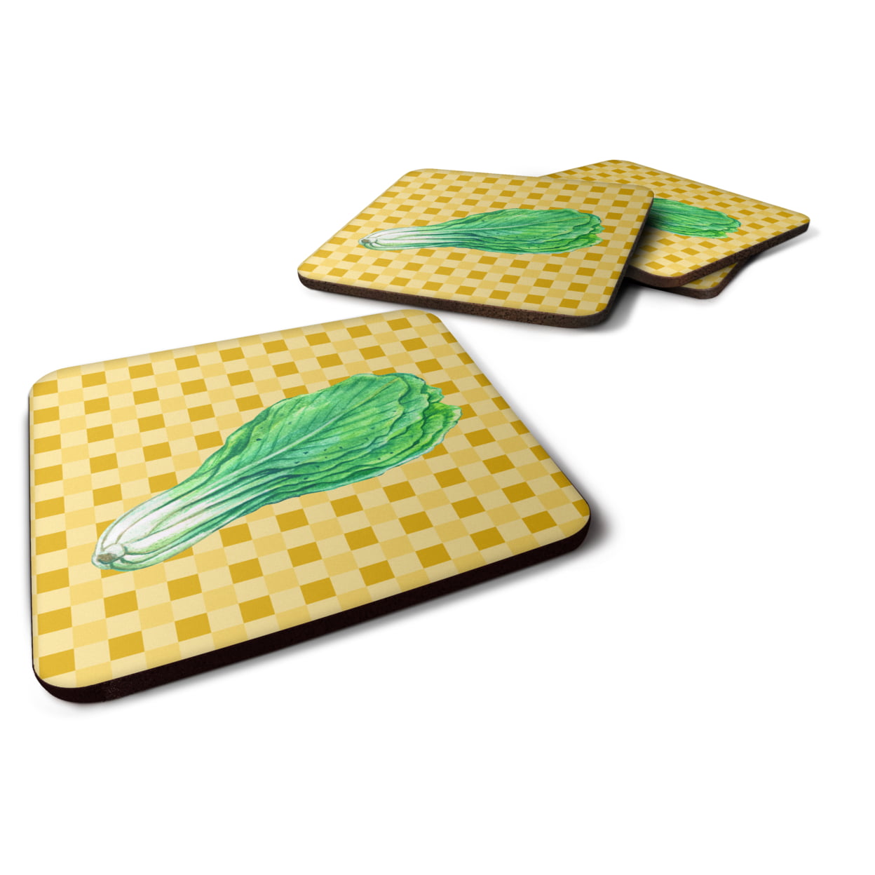 BB7204FC Mustard on Basketweave Foam Coasters - Set of 4