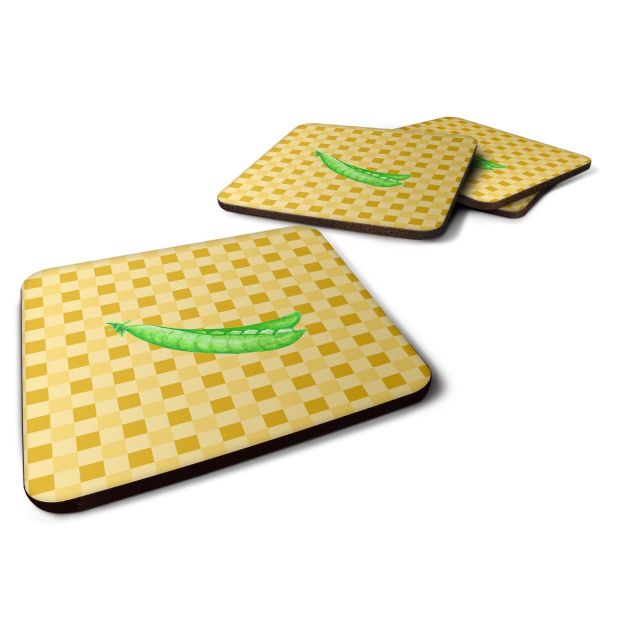 Peas on Basketweave Foam Coasters - Set of 4