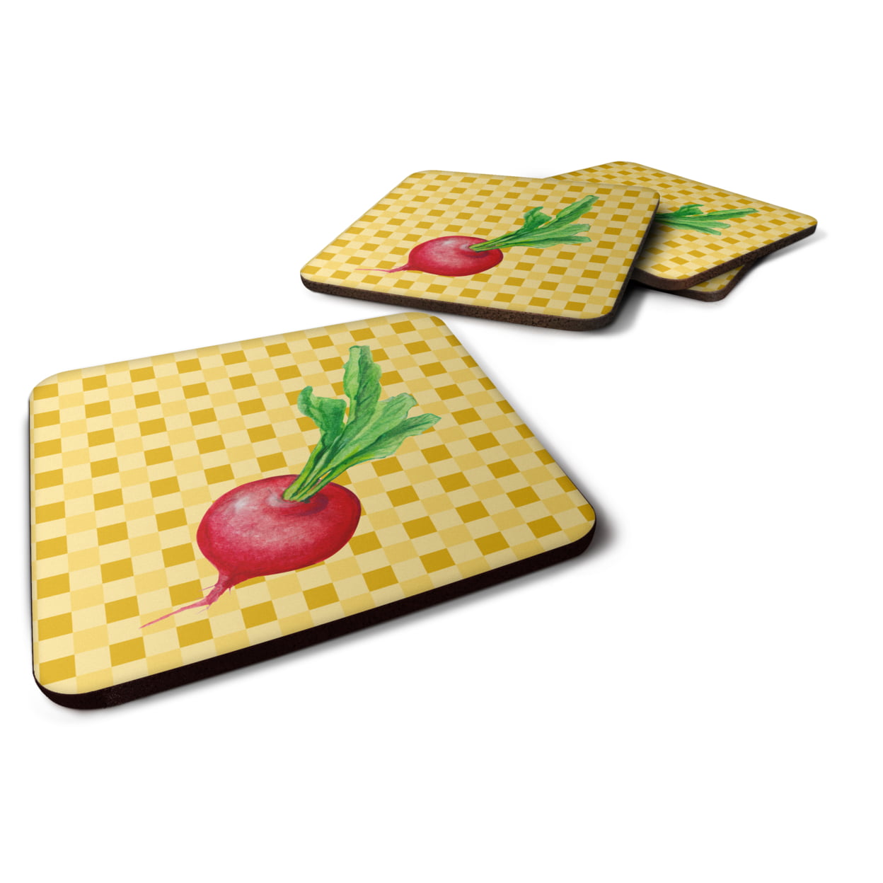 Radish on Basketweave Foam Coasters - Set of 4