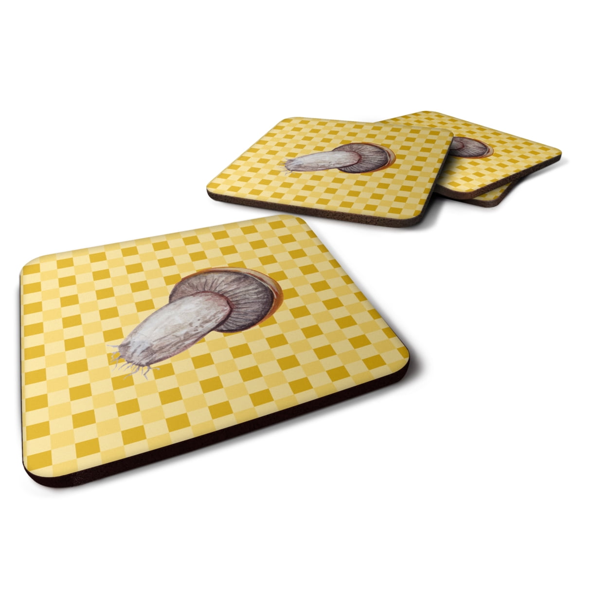 Rotkappe Mushroom on Basketweave Foam Coasters - Set of 4