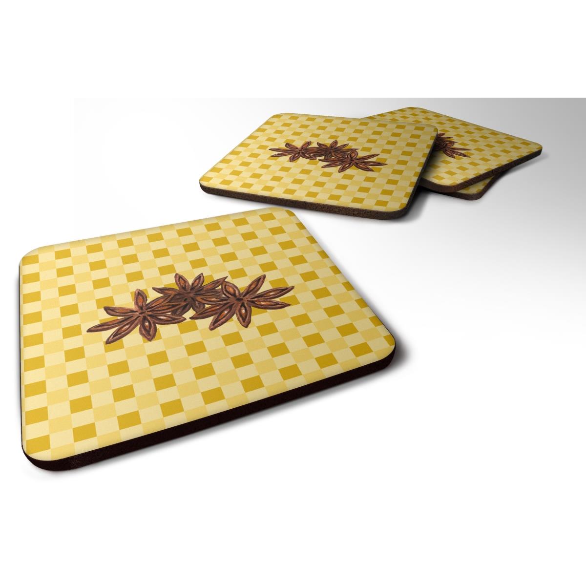 BB7213FC Star Anise on Basketweave Foam Coasters - Set of 4