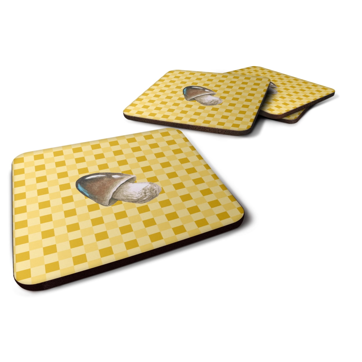 Straw Mushroom on Basketweave Foam Coasters - Set of 4