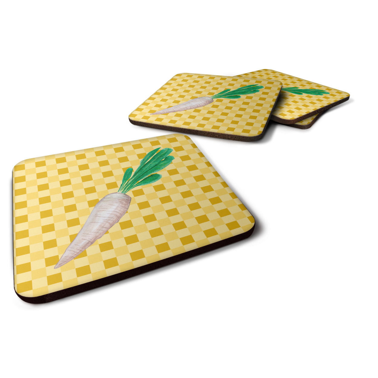 White Radish on Basketweave Foam Coasters - Set of 4