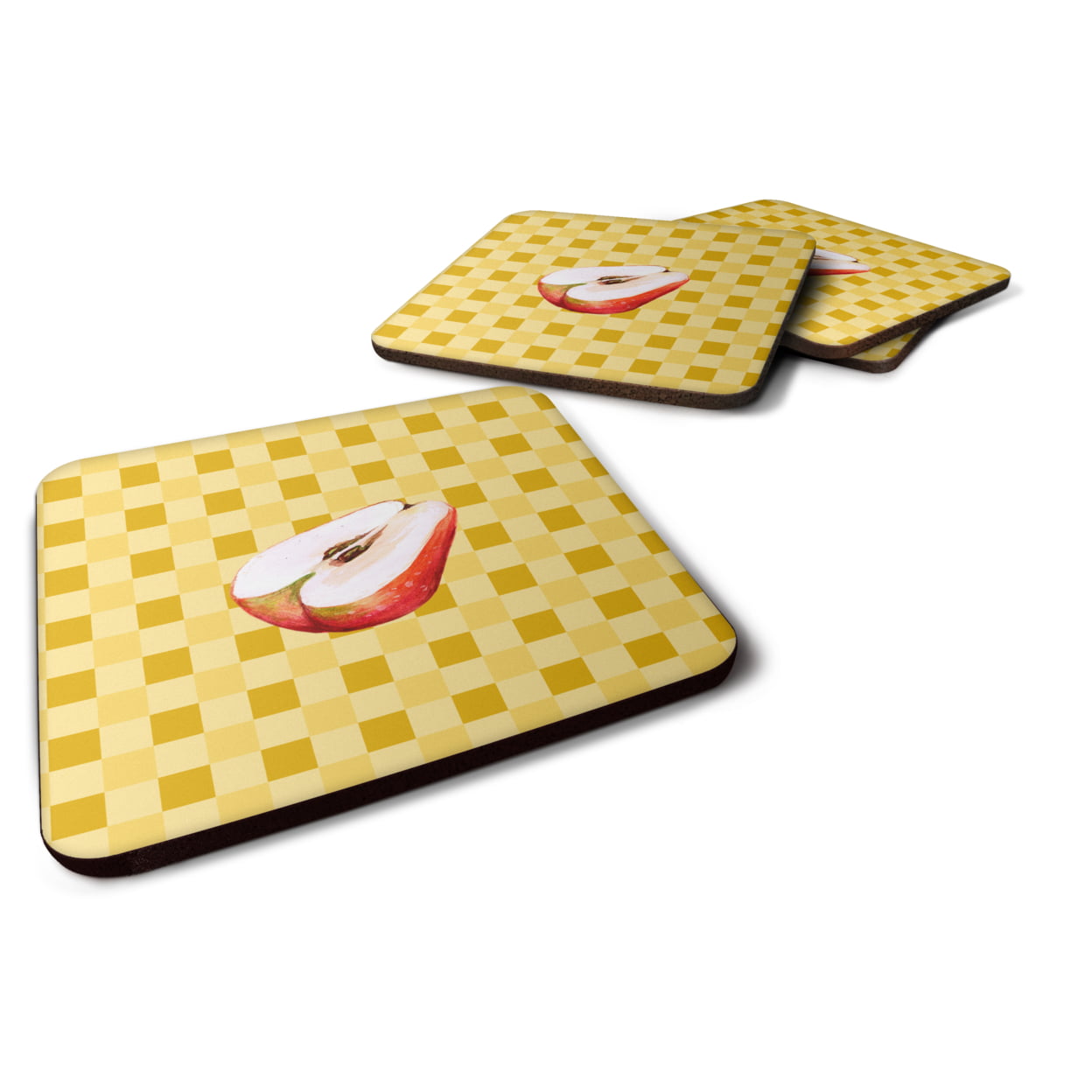Sliced Apple on Basketweave Foam Coasters - Set of 4