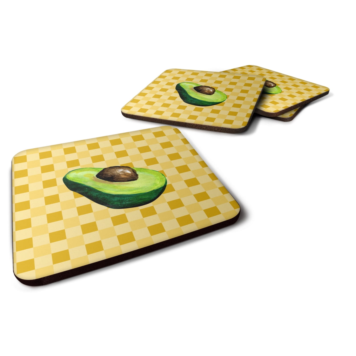 Sliced Avacado on Basketweave Foam Coasters - Set of 4