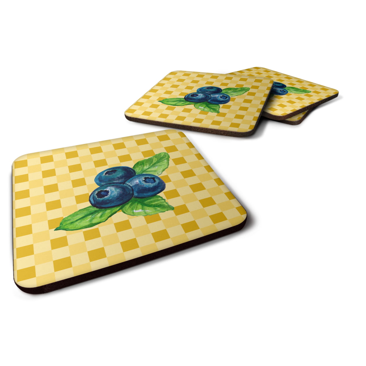 Blueberries on Basketweave Foam Coasters - Set of 4