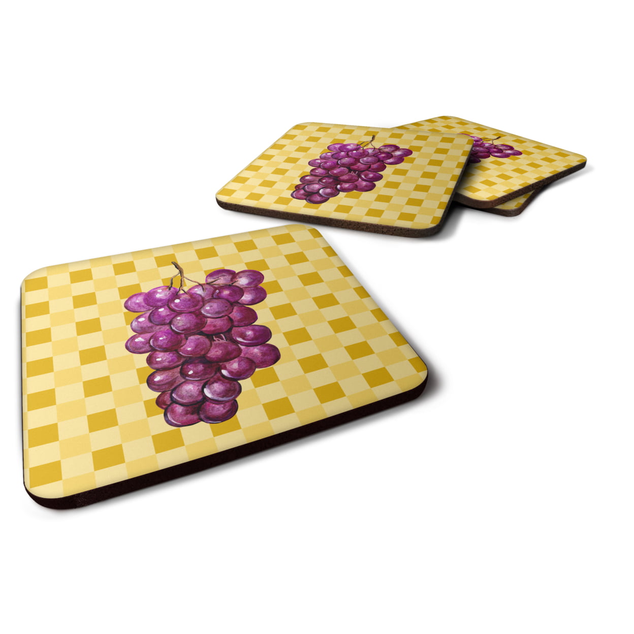 Grapes on Basketweave Foam Coasters - Set of 4