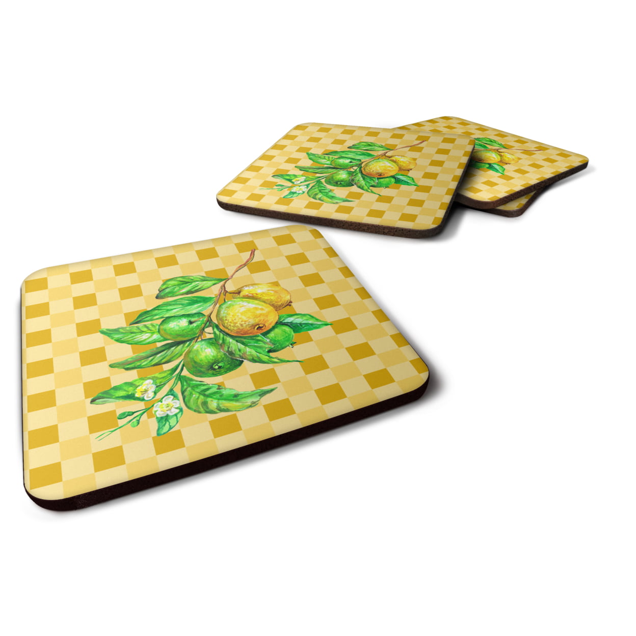 Guavas Branch on Basketweave Foam Coasters - Set of 4