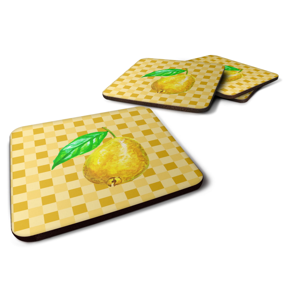 Guava on Basketweave Foam Coasters - Set of 4