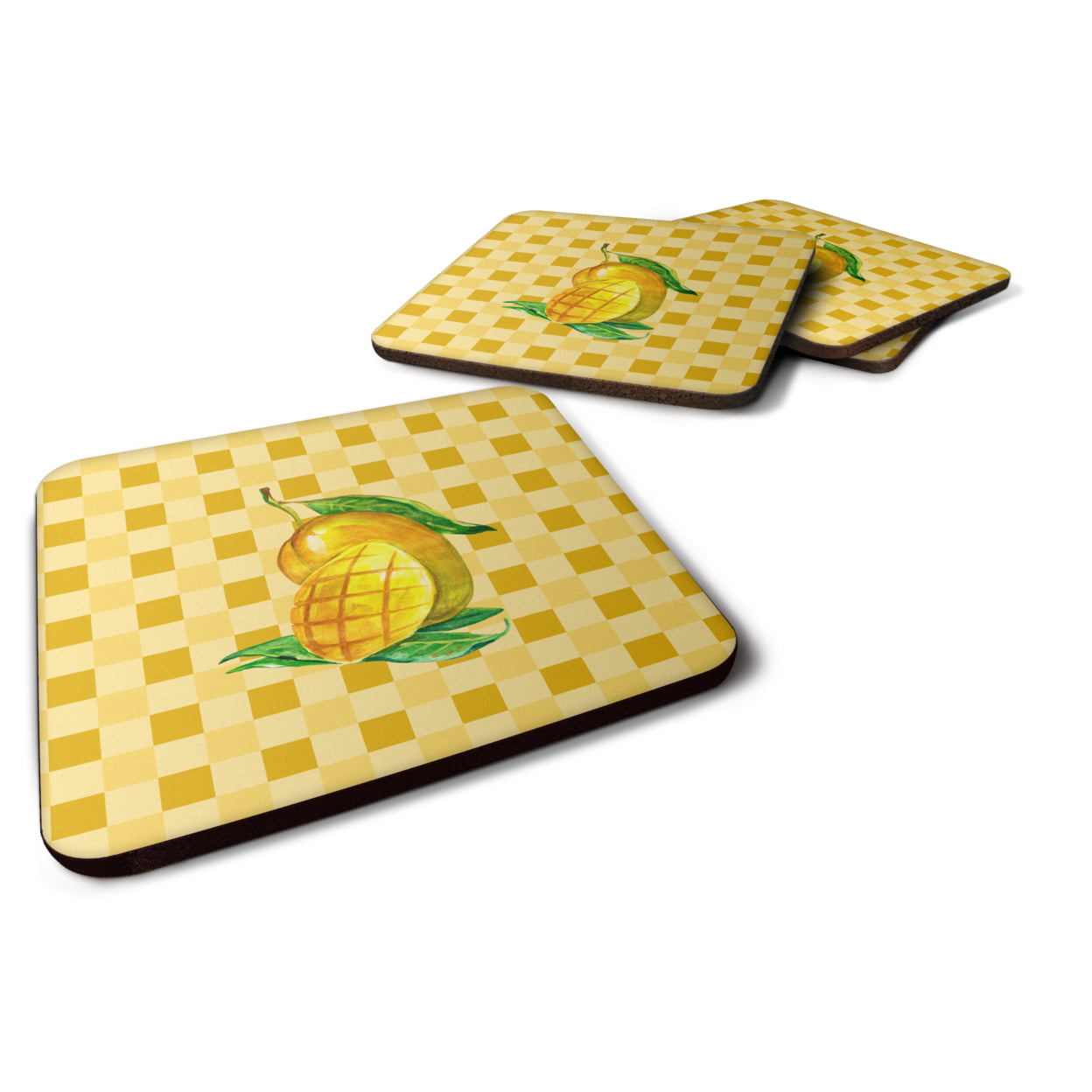 Mangos Ready on Basketweave Foam Coasters - Set of 4