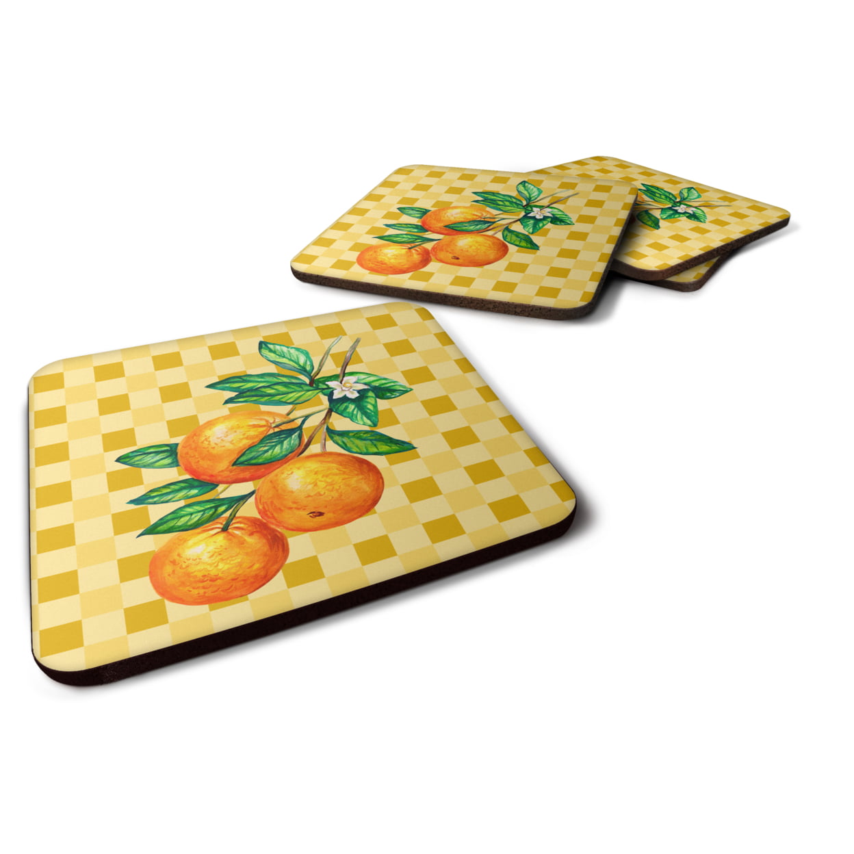 Oranges on Branch on Basketweave Foam Coasters - Set of 4