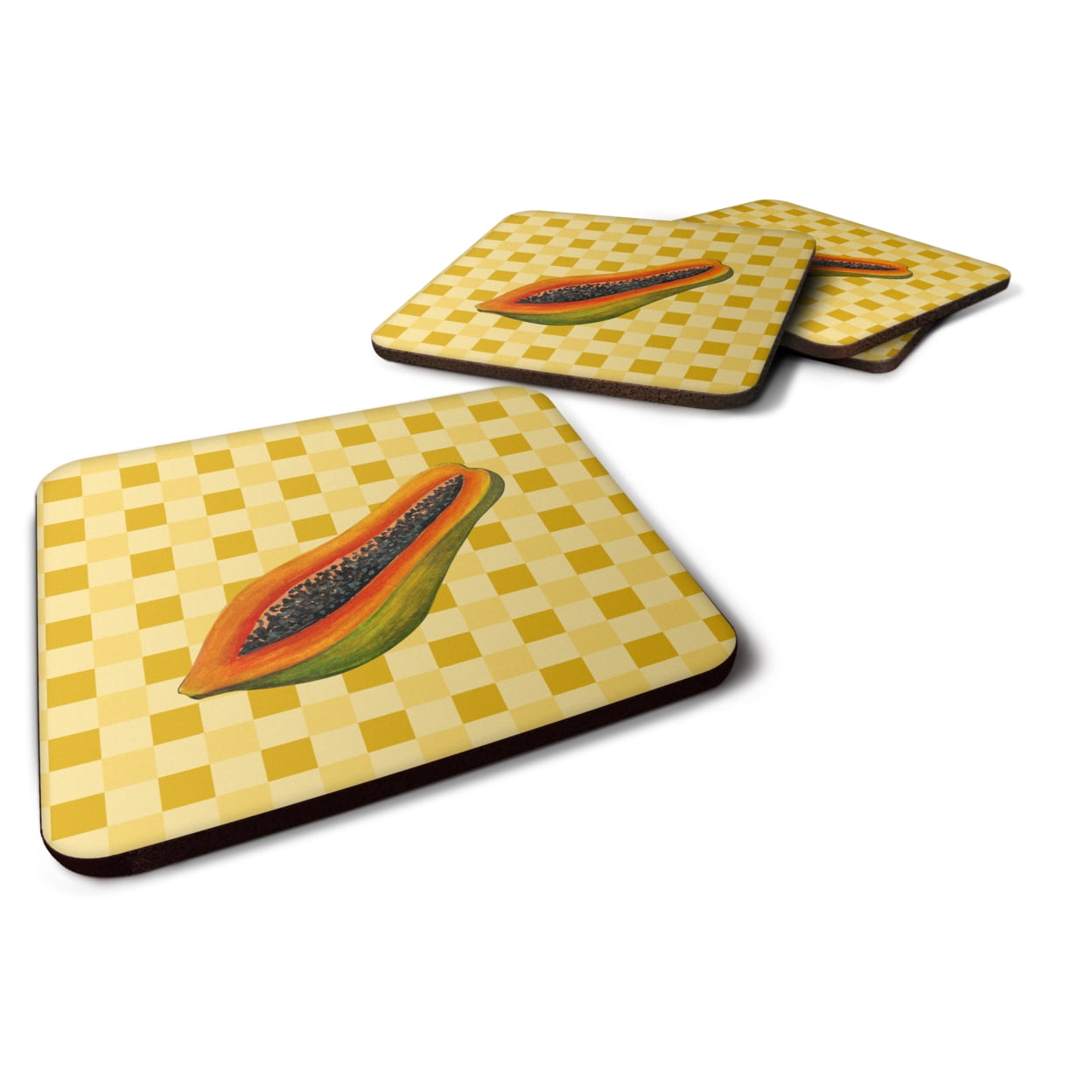 BB7242FC Sliced Papaya on Basketweave Foam Coasters - Set of 4