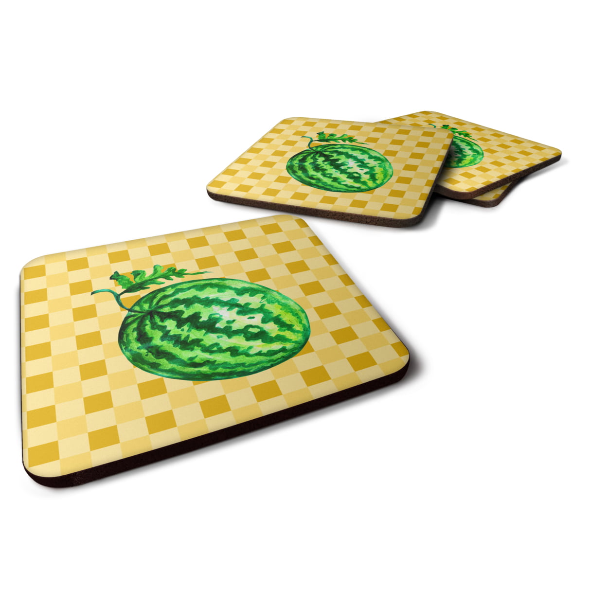 Whole Watermelon on Basketweave Foam Coasters - Set of 4