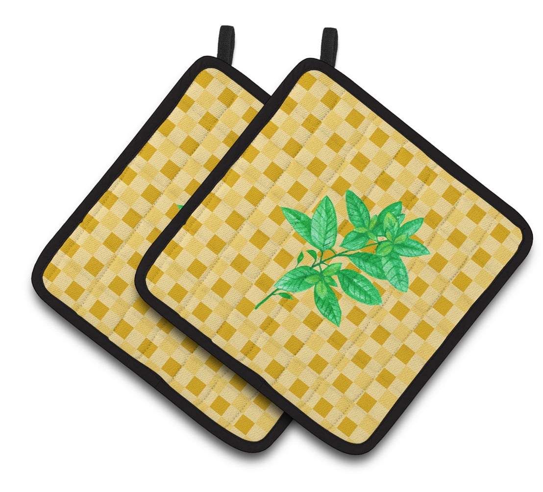 Basil on Basketweave Pair of Pot Holders