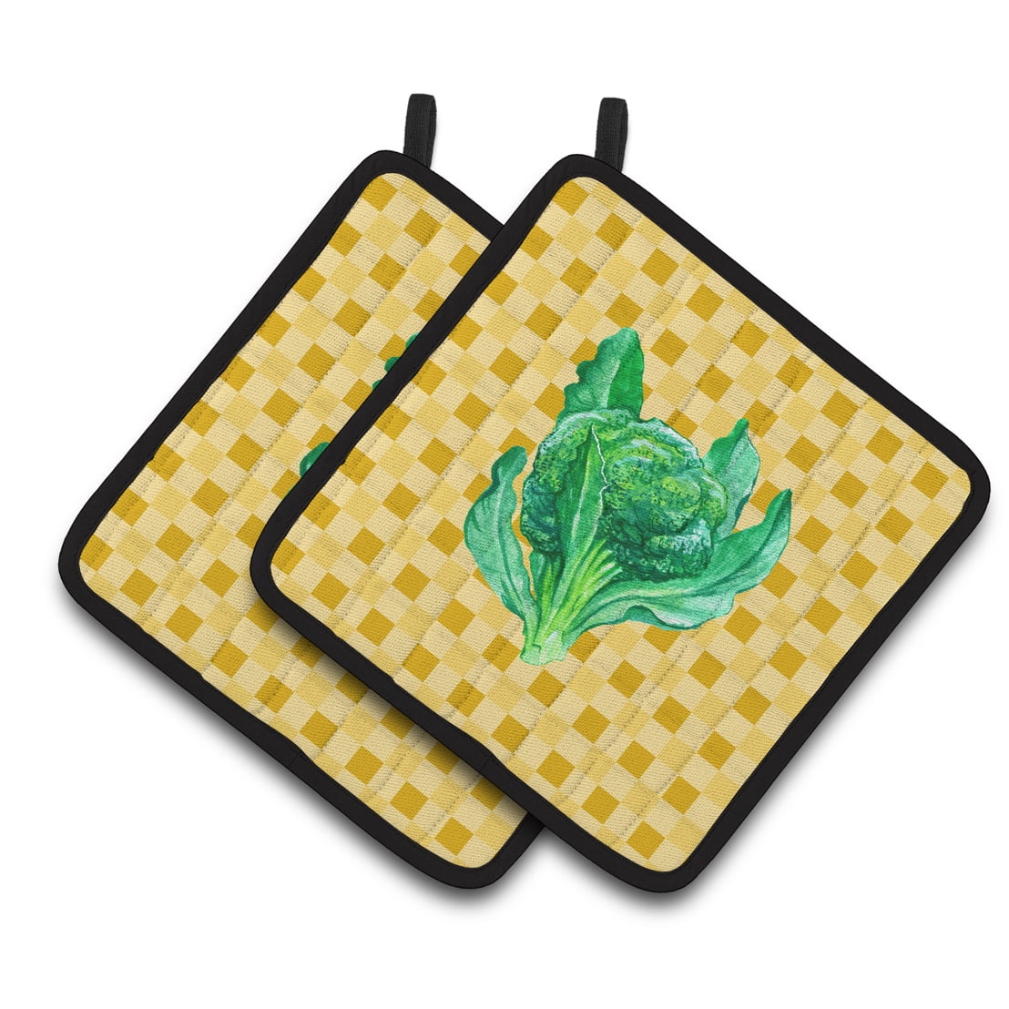 BB7186PTHD Broccoli on Basketweave Pair of Pot Holders