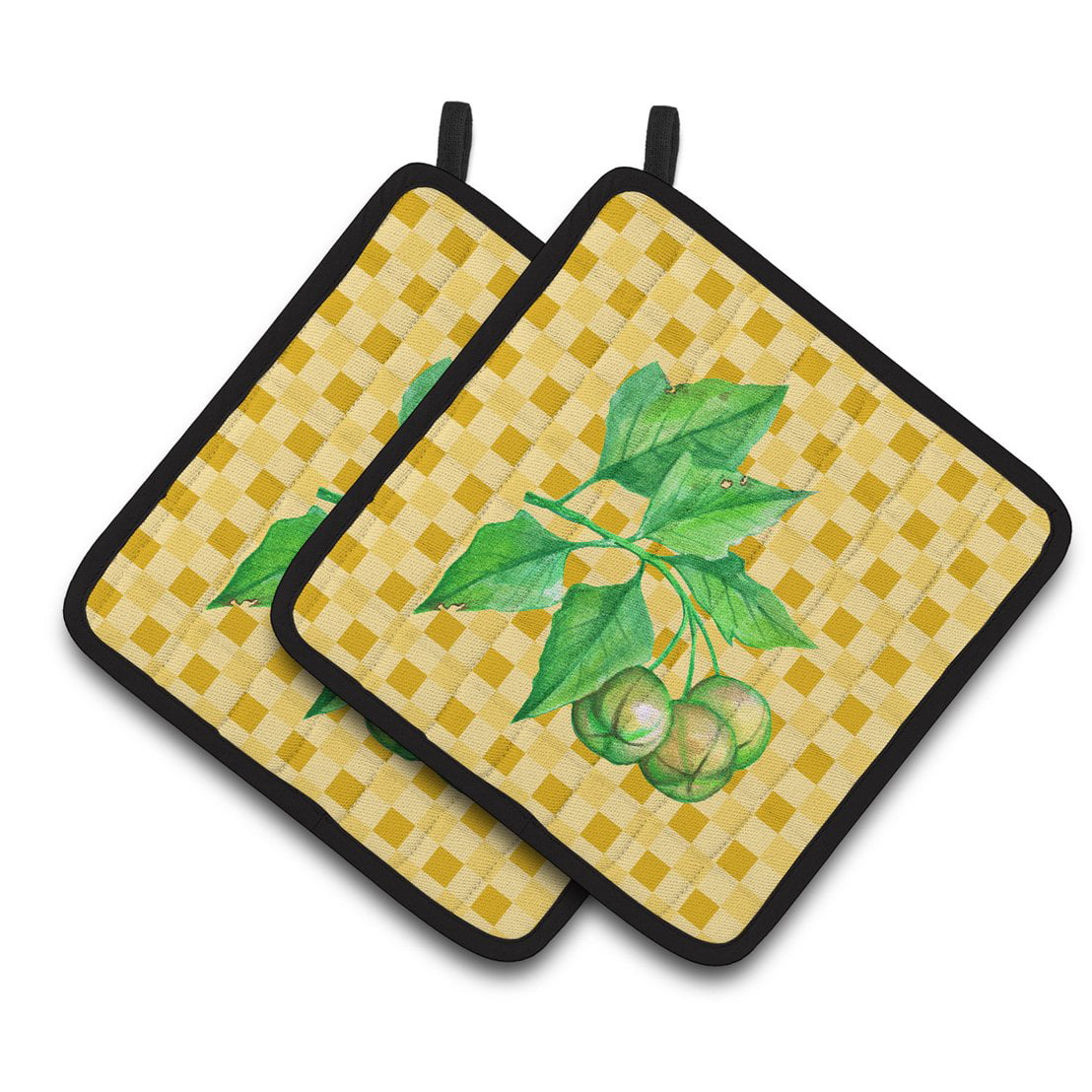 Candlenut on Basketweave Pair of Pot Holders