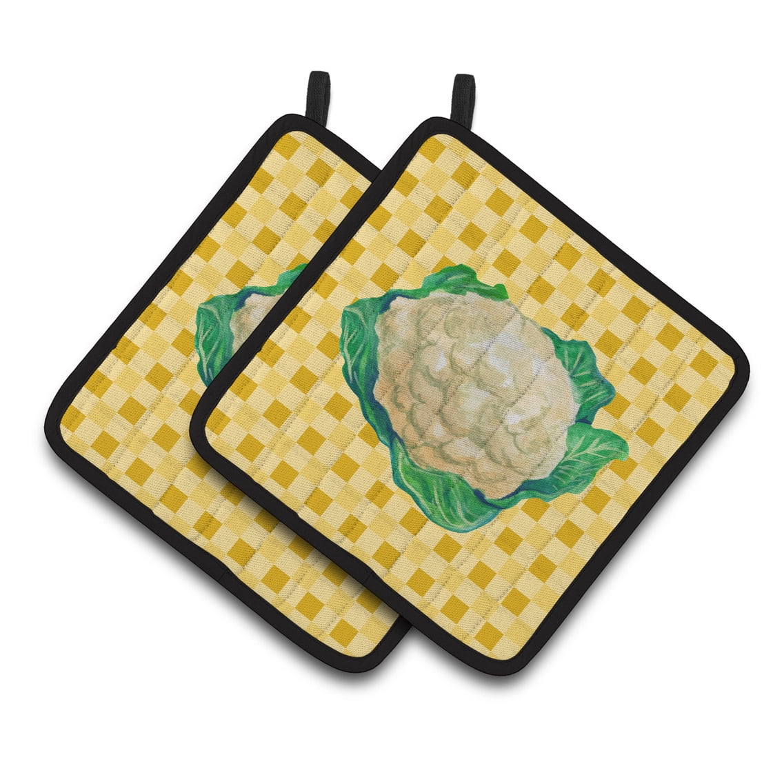 BB7190PTHD Cauliflower on Basketweave Pair of Pot Holders