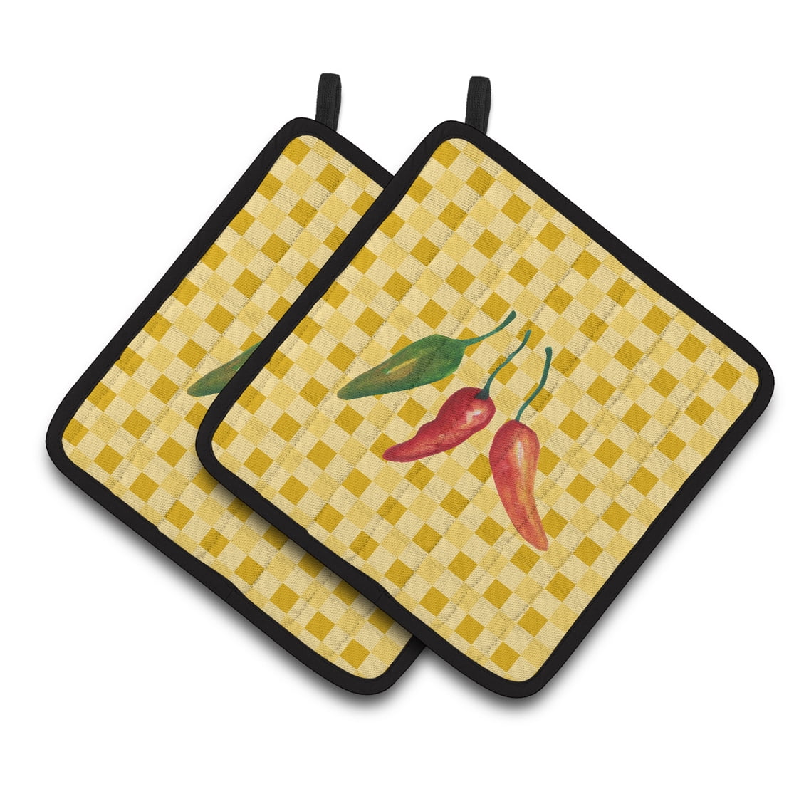 Cayenne Pepper on Basketweave Pair of Pot Holders