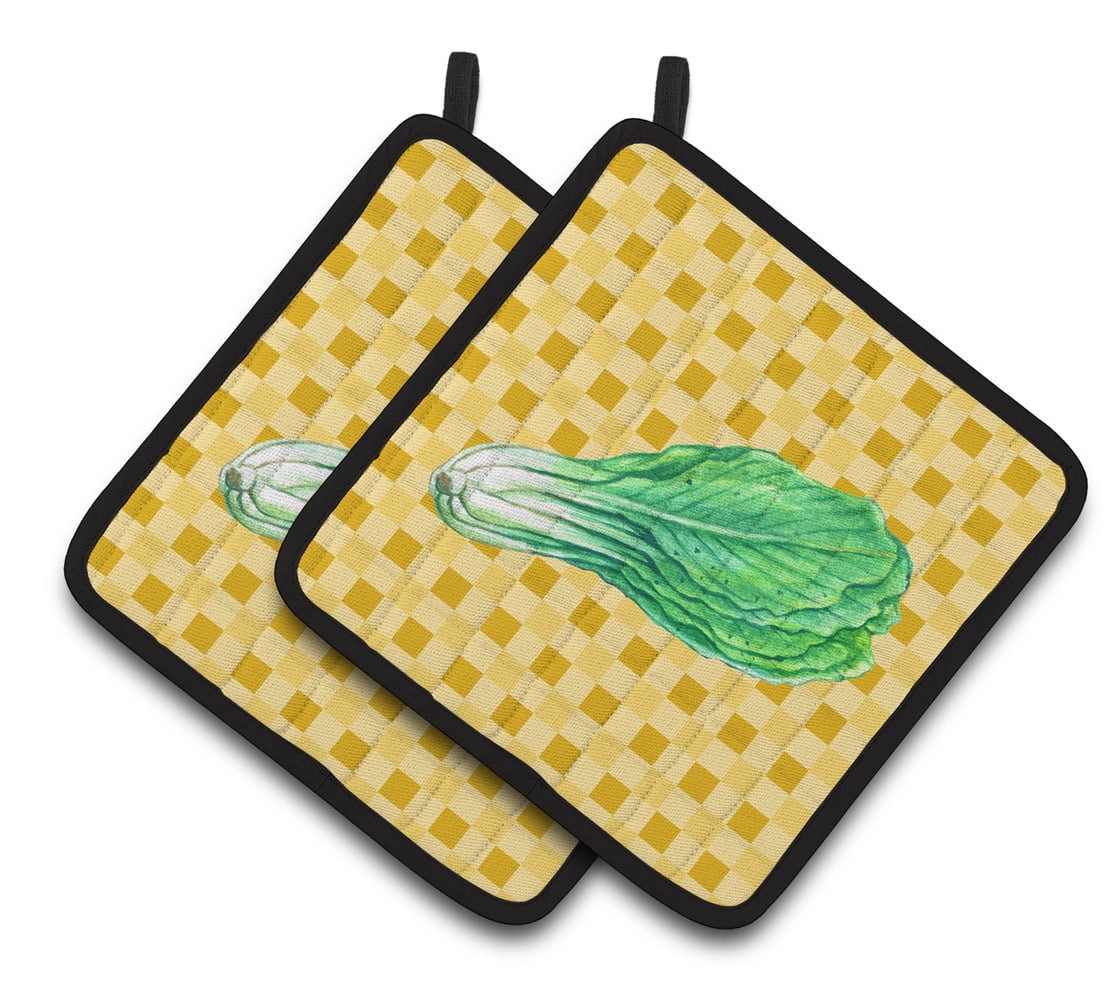 BB7204PTHD Mustard on Basketweave Pair of Pot Holders
