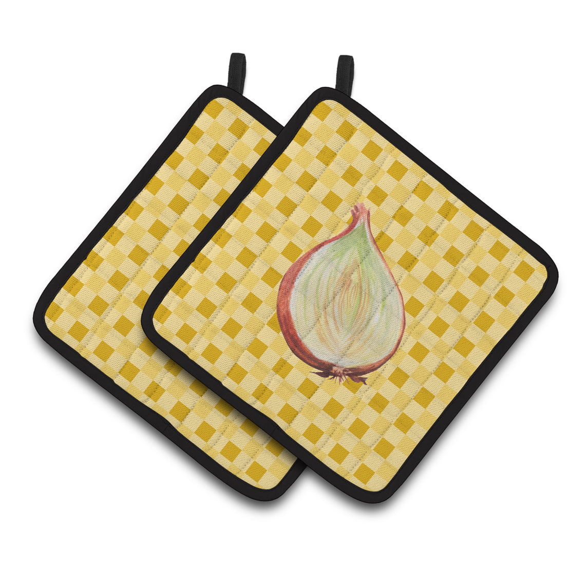 Onion on Basketweave Pair of Pot Holders