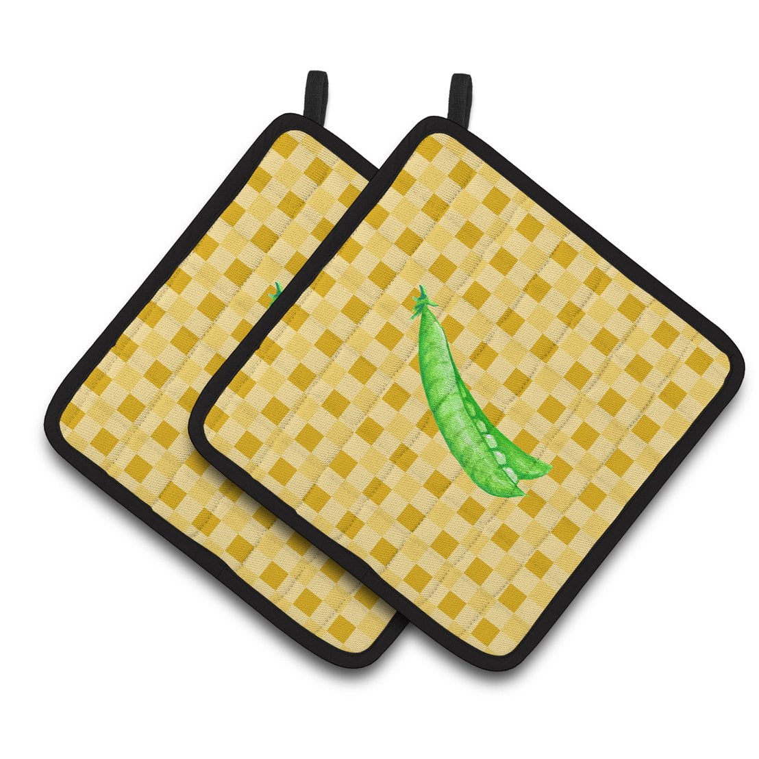 Peas on Basketweave Pair of Pot Holders