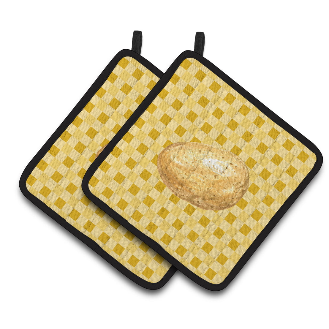 Potato on Basketweave Pair of Pot Holders
