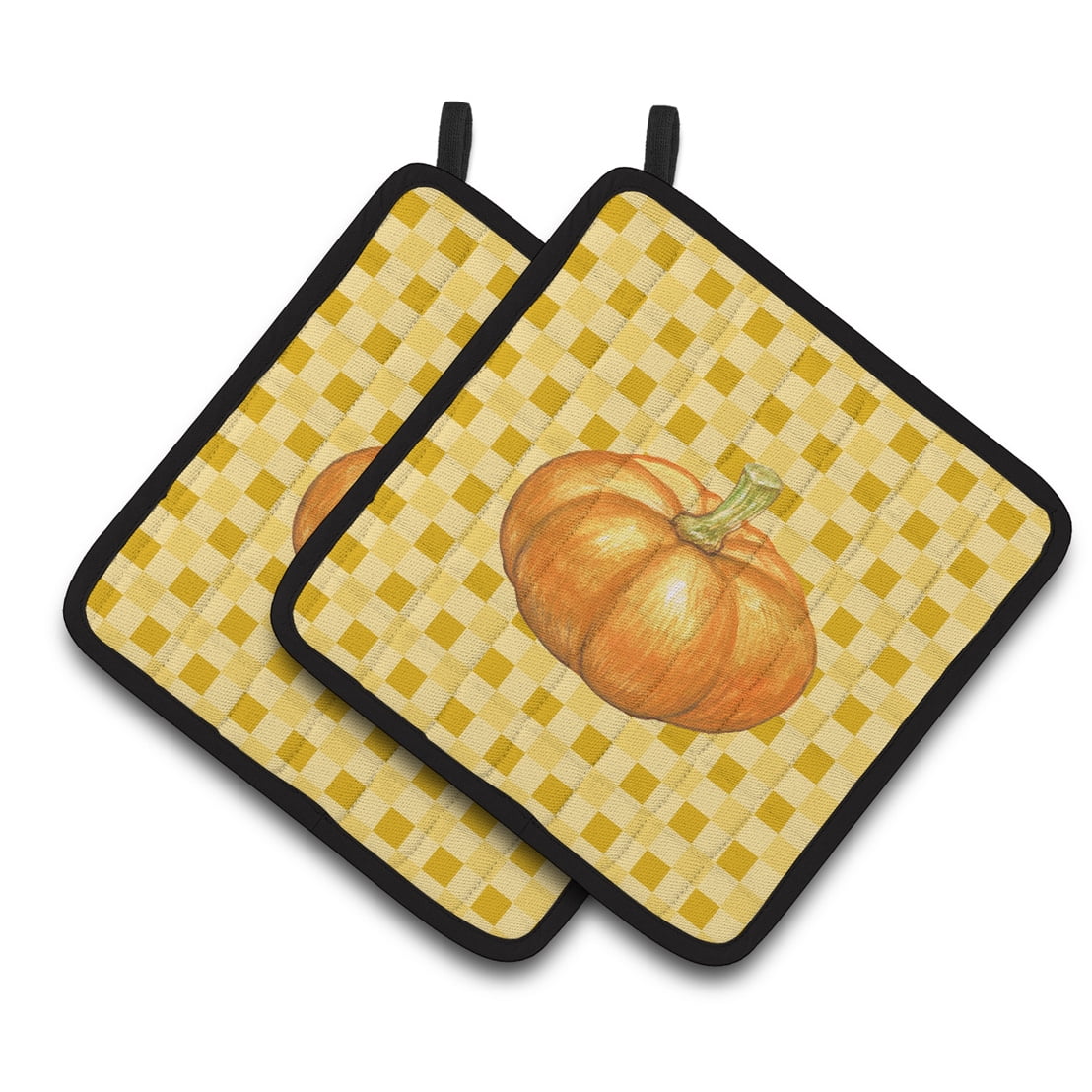 Pumpkin on Basketweave Pair of Pot Holders