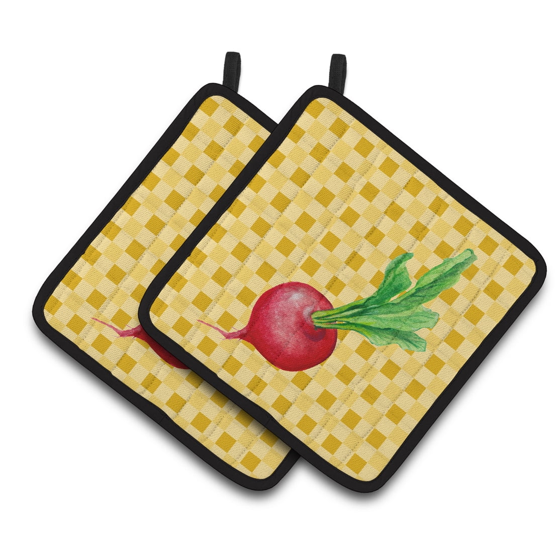 Radish on Basketweave Pair of Pot Holders