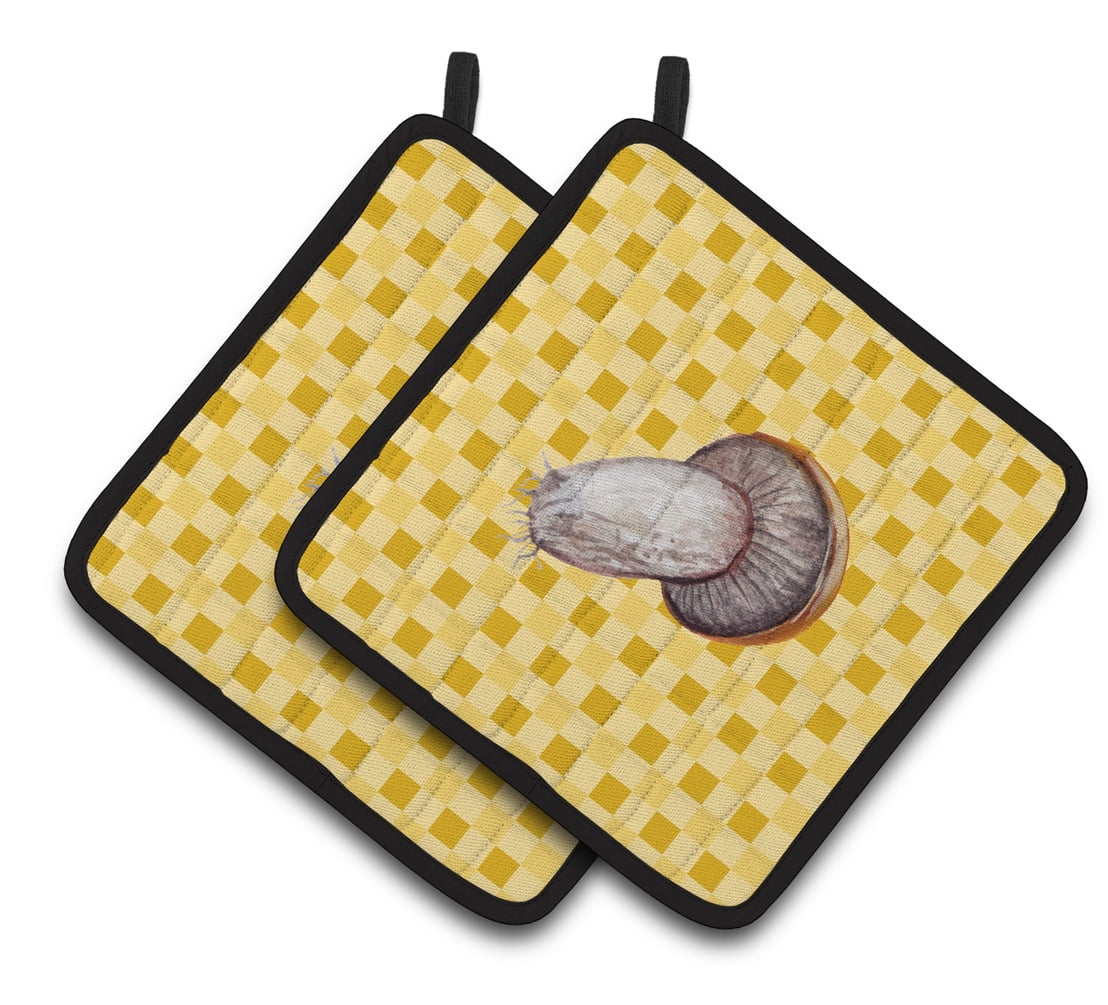 Rotkappe Mushroom on Basketweave Pair of Pot Holders
