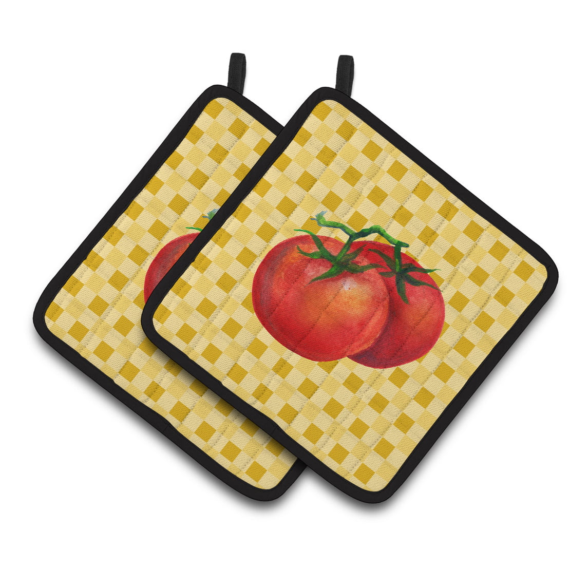 Tomato on Basketweave Pair of Pot Holders