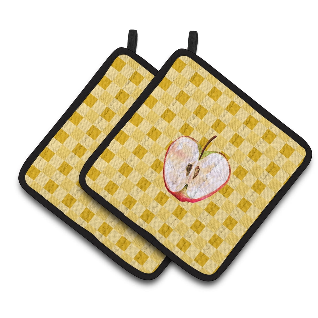 Half Apple on Basketweave Pair of Pot Holders