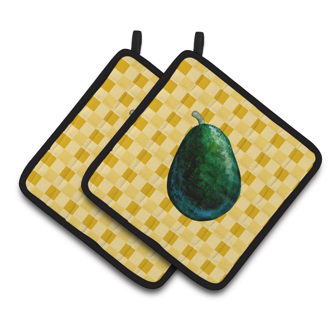 Whole Avacado on Basketweave Pair of Pot Holders