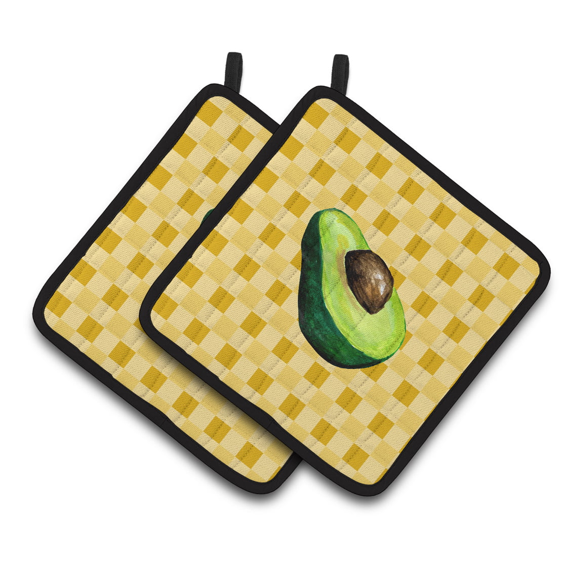 Sliced Avacado on Basketweave Pair of Pot Holders