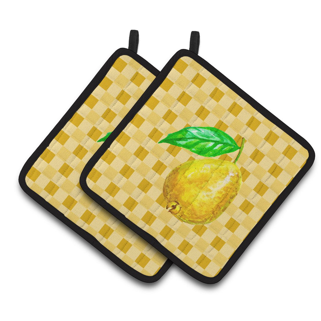 Guava on Basketweave Pair of Pot Holders