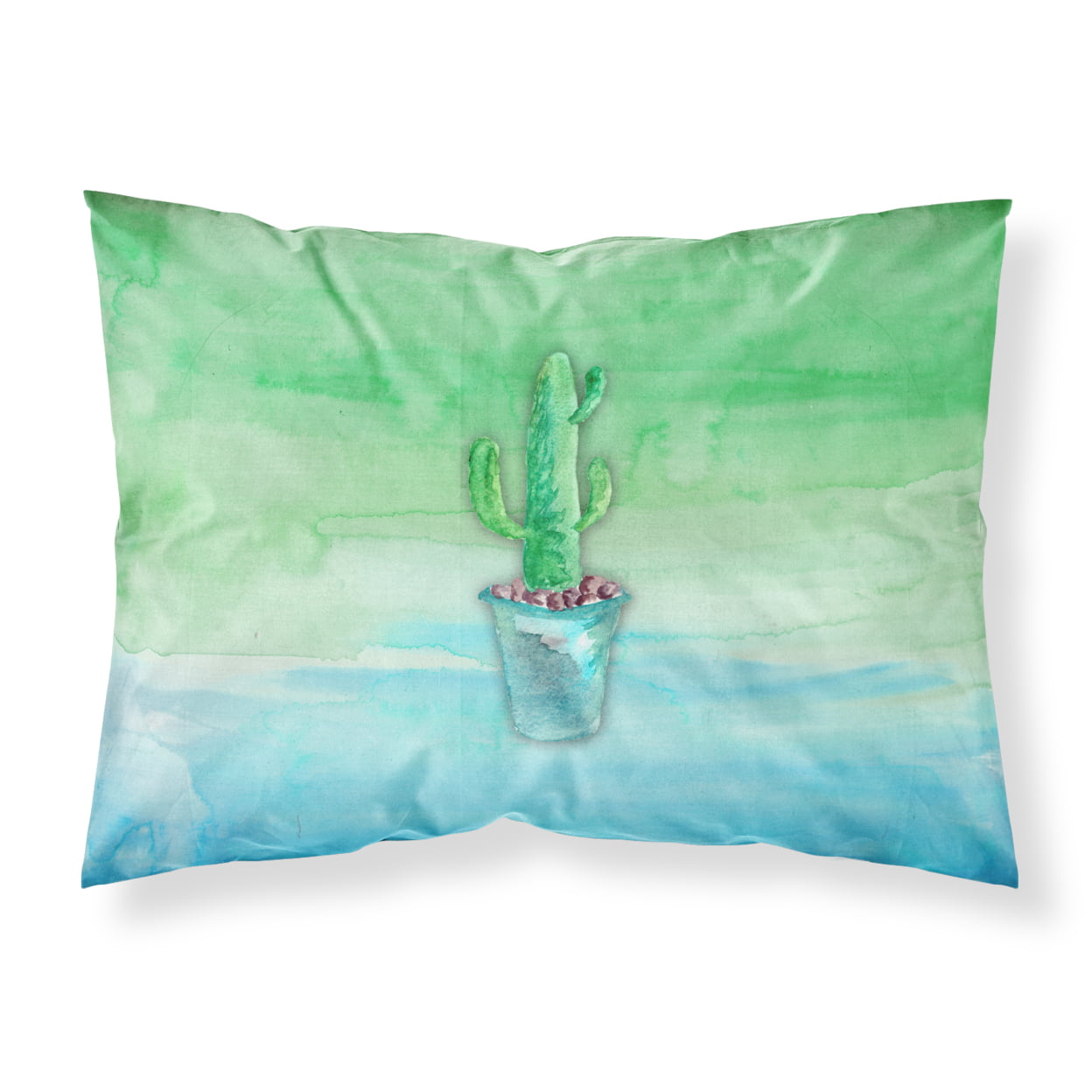 BB7362PILLOWCASE Cactus Teal & Green Watercolor Fabric Standard Pillowcase