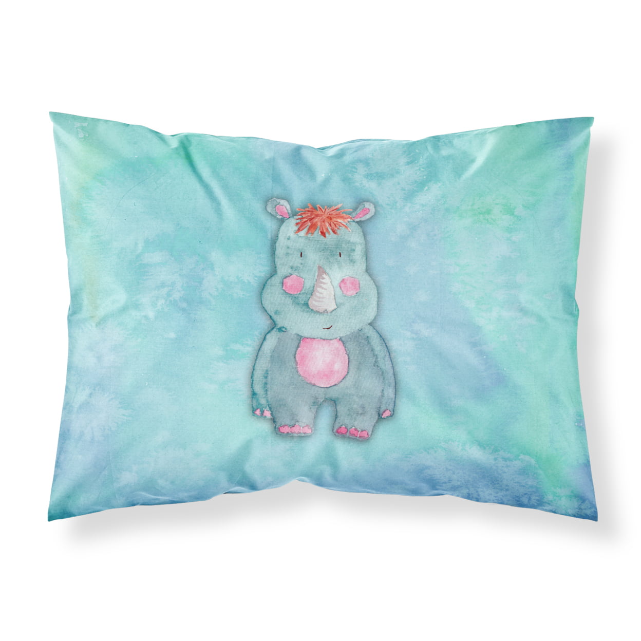 Rhinoceros Watercolor Fabric Standard Pillowcase