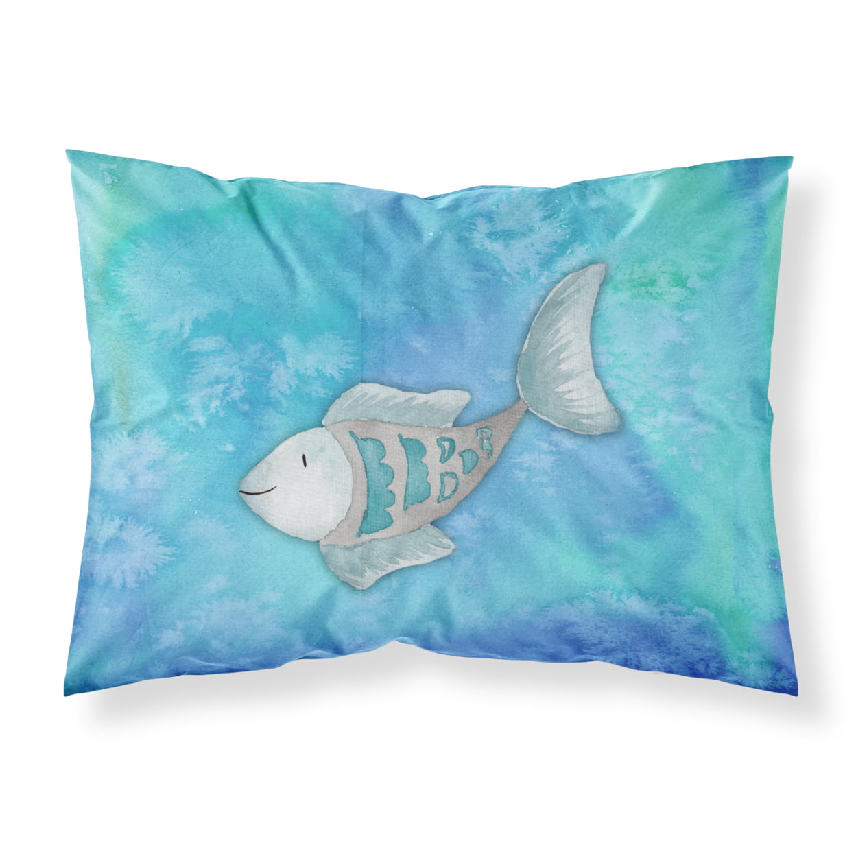 Blue Fish Watercolor Fabric Standard Pillowcase