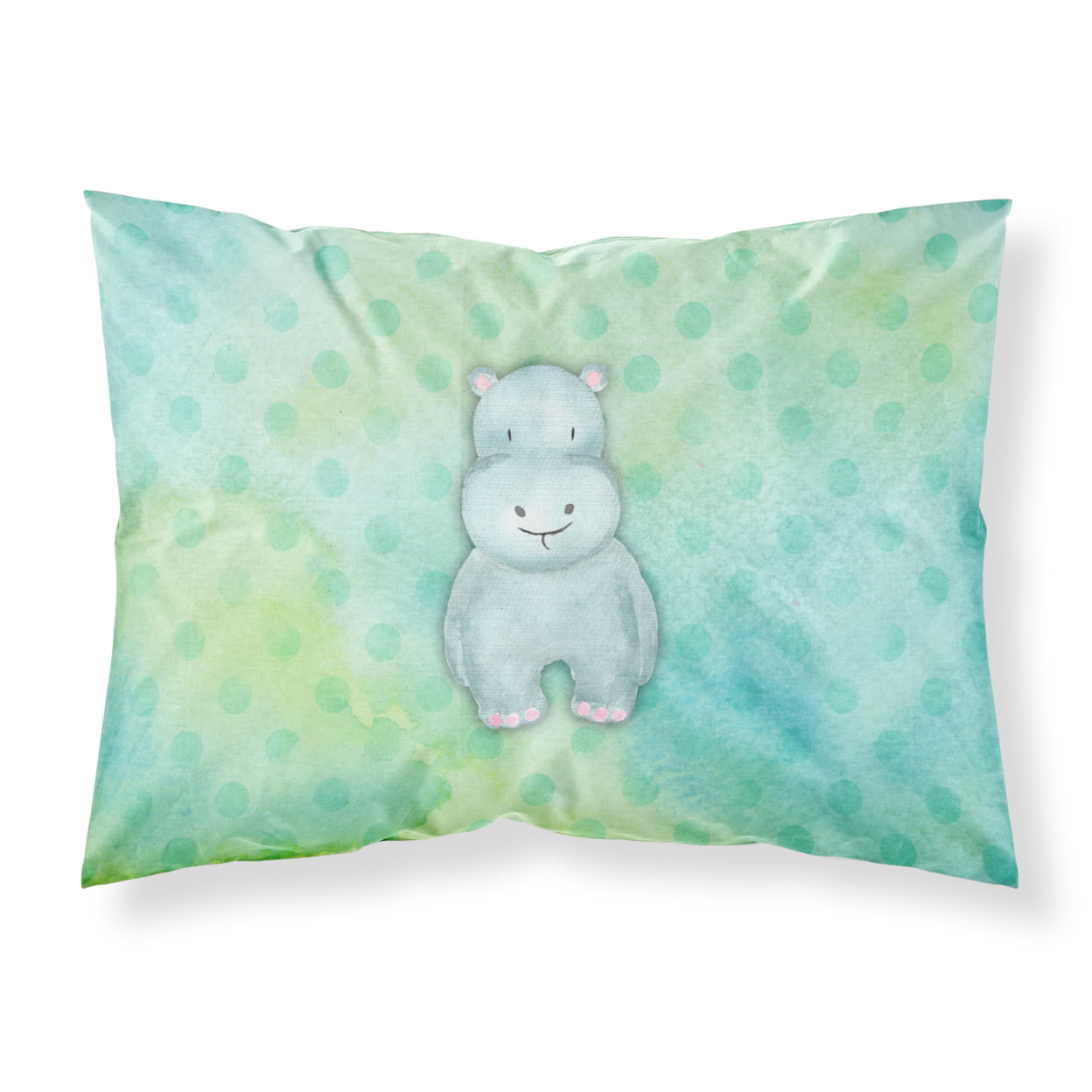 Polkadot Hippopotamus Watercolor Fabric Standard Pillowcase