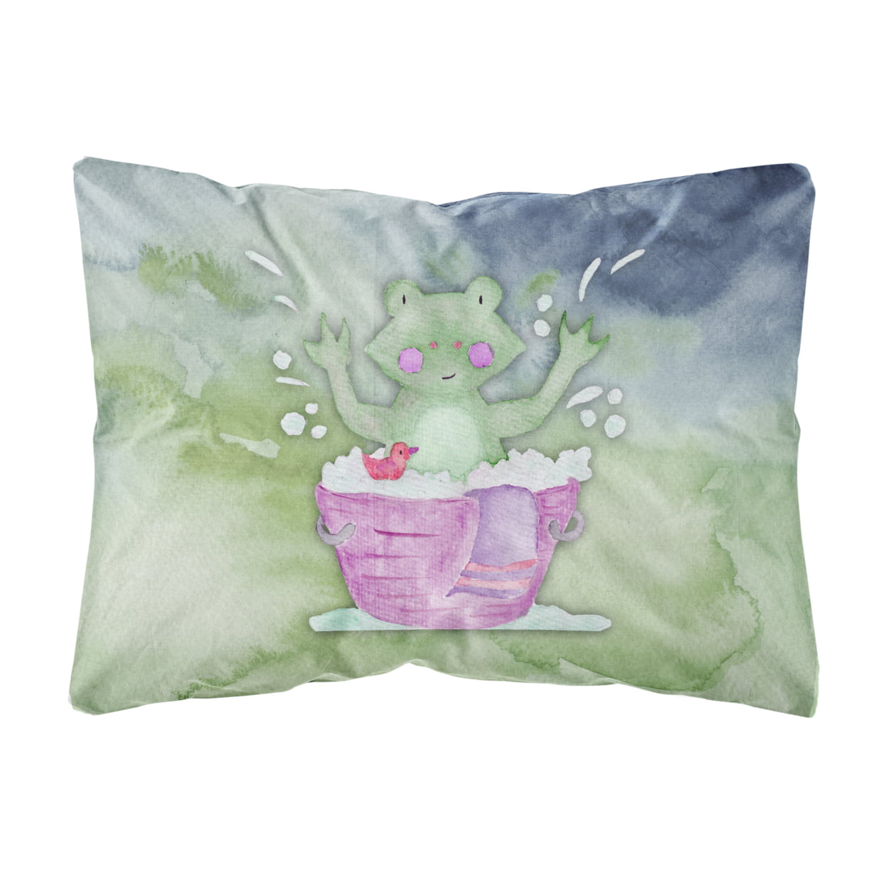 Frog Bathing Watercolor Canvas Fabric Decorative Pillow