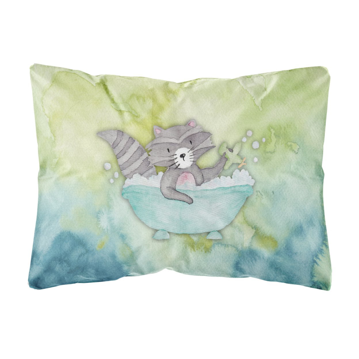 Raccoon Bathing Watercolor Canvas Fabric Decorative Pillow