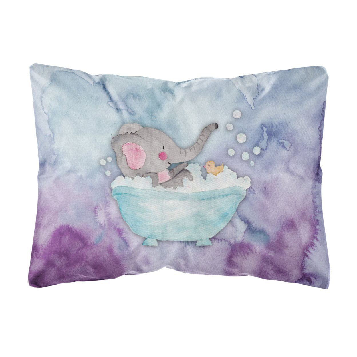 Elephant Bathing Watercolor Canvas Fabric Decorative Pillow