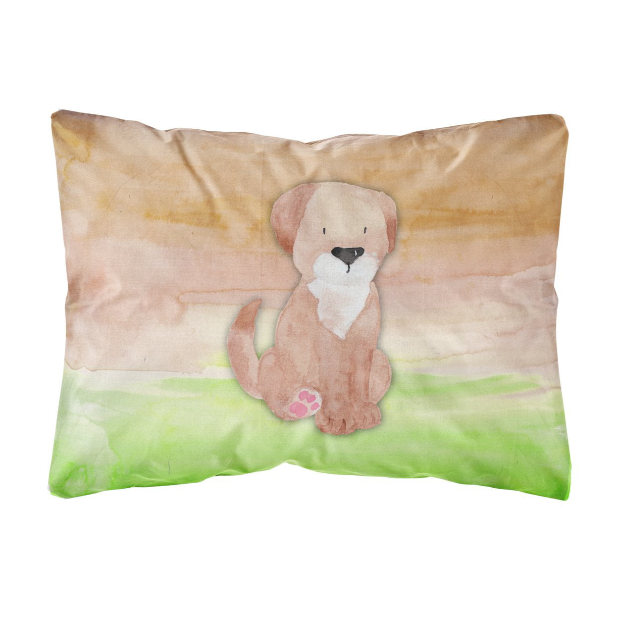 Dog Green & Brown Watercolor Canvas Fabric Decorative Pillow