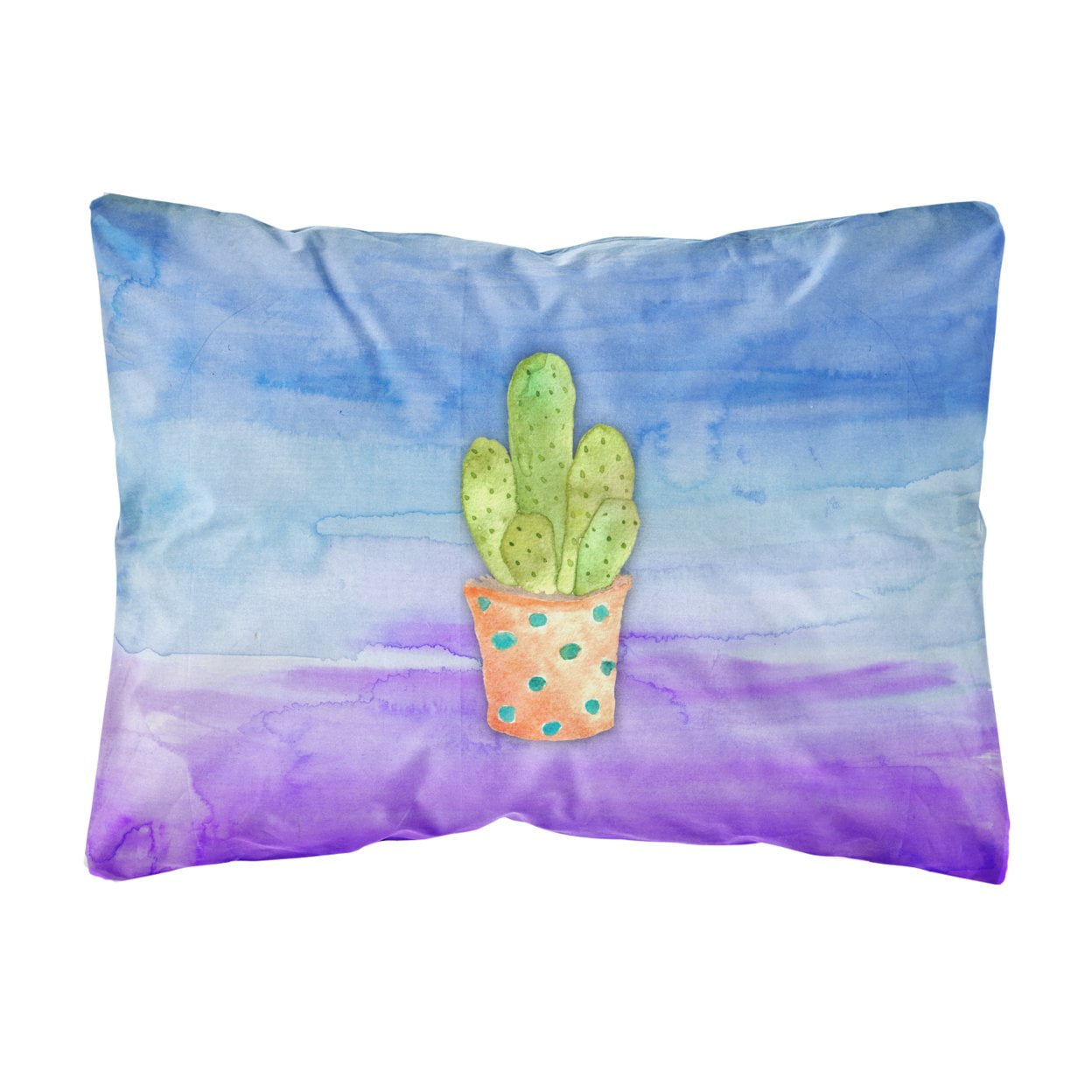 Cactus Blue & Purple Watercolor Canvas Fabric Decorative Pillow
