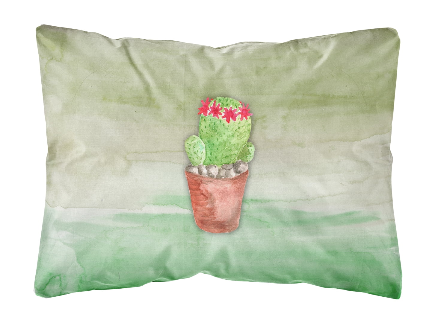 Cactus Green Watercolor Canvas Fabric Decorative Pillow
