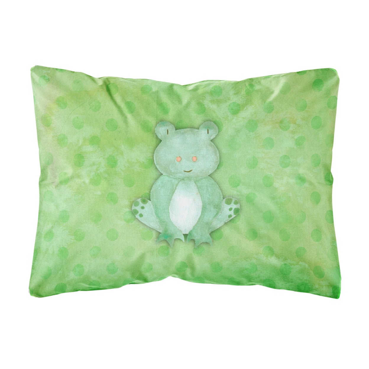 Picture of Carolines Treasures BB7388PW1216 Polkadot Frog Watercolor Canvas Fabric Decorative Pillow