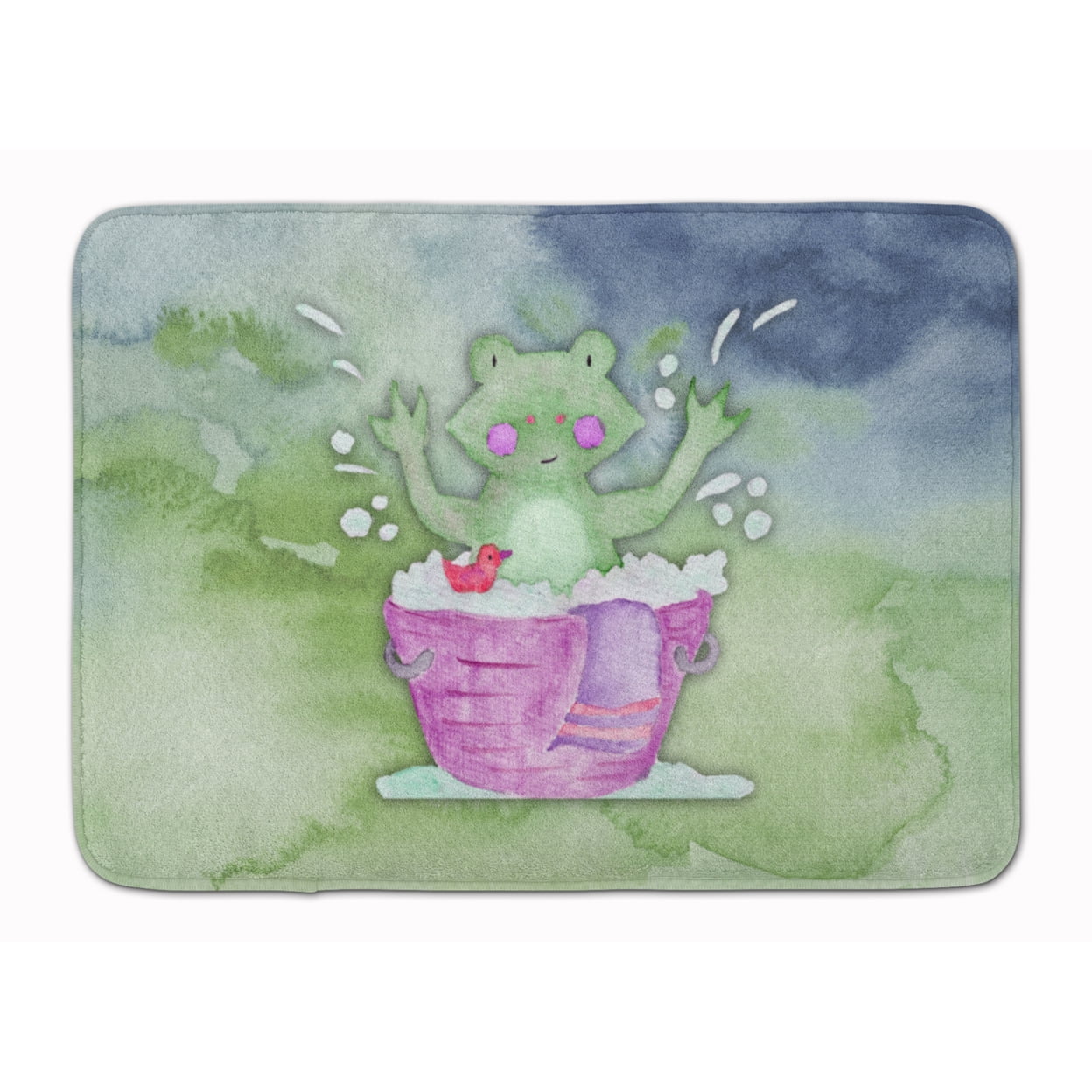 BB7343RUG Frog Bathing Watercolor Machine Washable Memory Foam Mat
