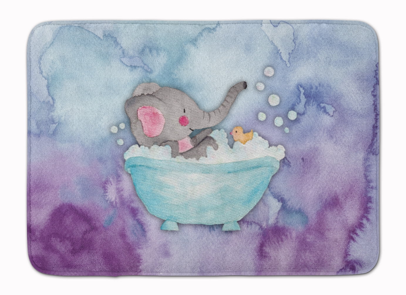 BB7346RUG Elephant Bathing Watercolor Machine Washable Memory Foam Mat